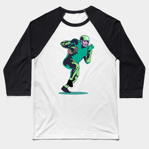 Running Back Rushing Ball Retro Baseball T-Shirt by retrovectors